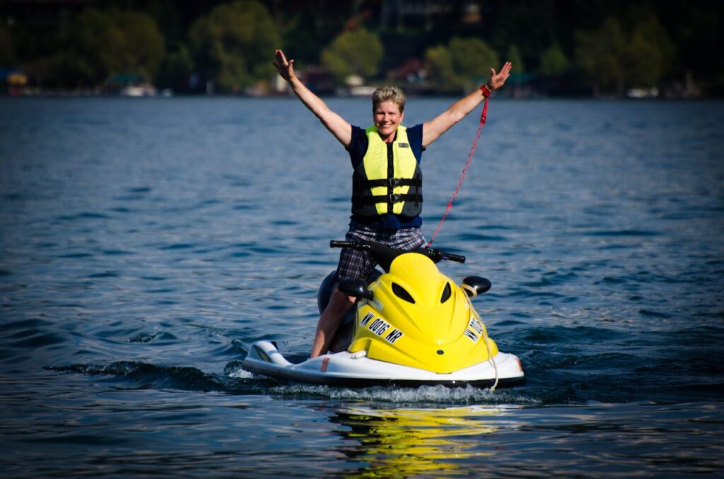 A man on a jet ski in the water